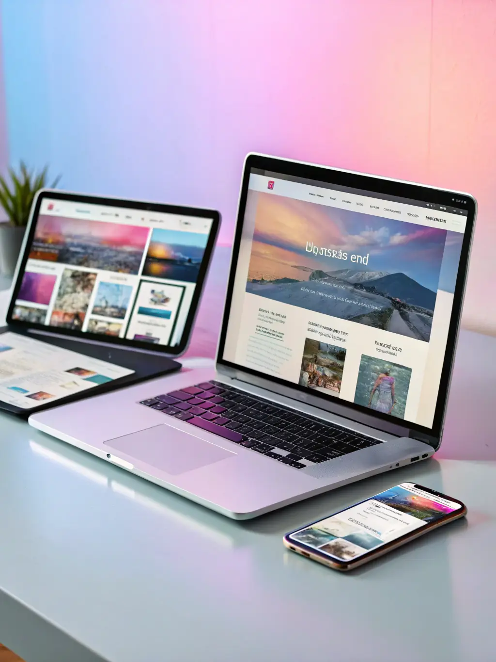 A modern website layout displayed on various devices, showcasing Kinoza's web design capabilities.