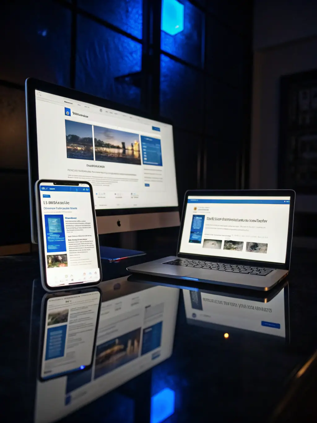 A modern website layout displayed on various devices, showcasing Kinoza's web design capabilities.